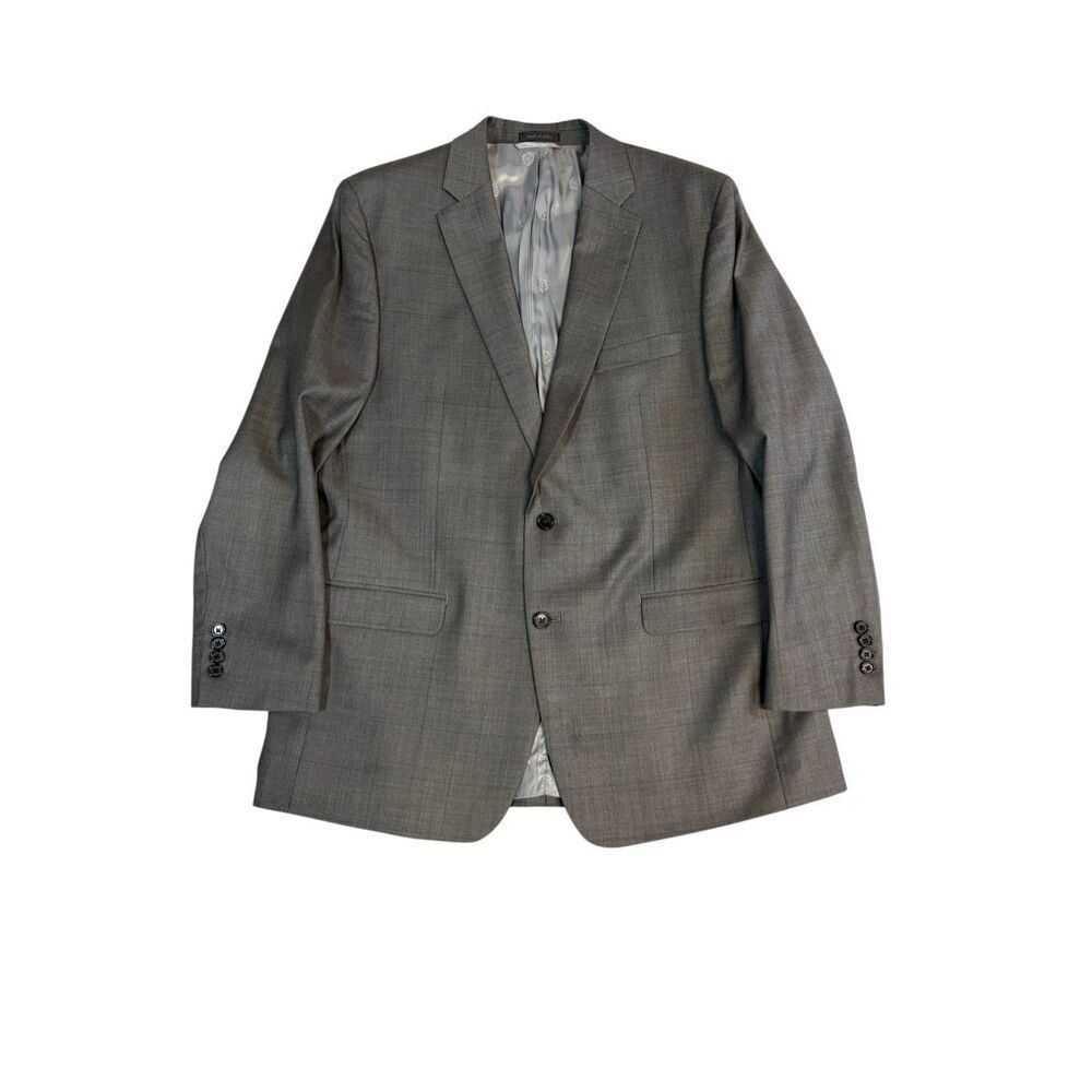 Lauren Ralph Lauren Wool Blazer Men 44L Gray Windowpane Sport Coat Jacket